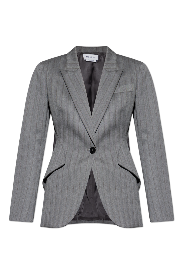 Alexander McQueen Wool blazer with herringbone pattern
