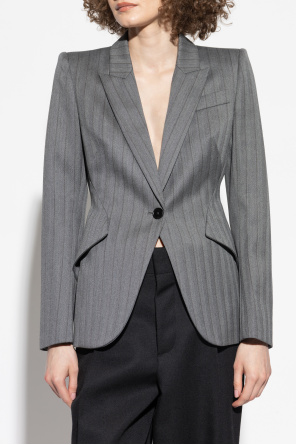 Alexander McQueen Wool blazer with herringbone pattern