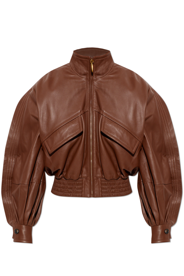 Leather jacket with a stand-up collar od Zimmermann