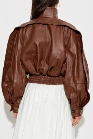 Zimmermann Leather jacket with stand-up collar