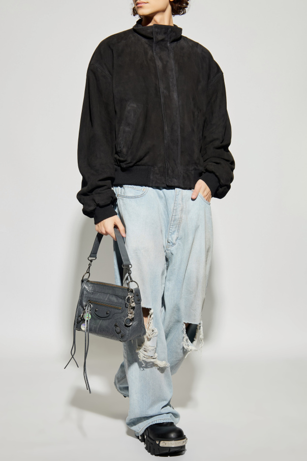 Balenciaga Wildlederjacke mit Stehkragen