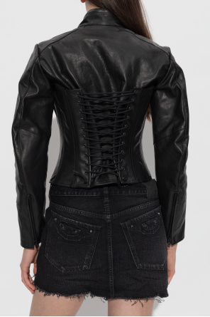 Balenciaga Leather jacket with stand-up collar