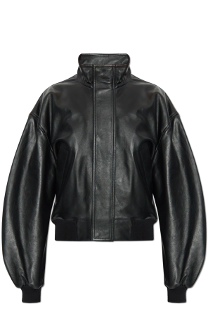 Leather bomber jacket