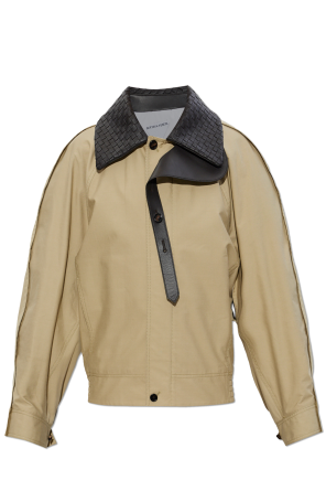 Jacket with leather collar