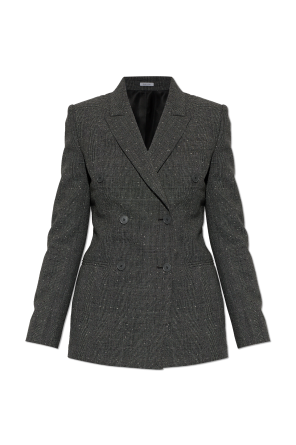 Americana de lana con estampado de cuadros