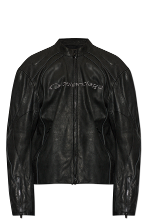 Chaqueta de cuero con logo