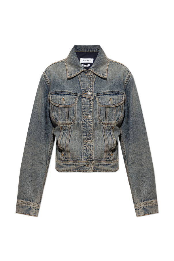 Denim jacket with 'vintage' effect od Alexander McQueen