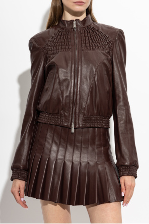 Alexander McQueen Leather jacket with stand-up collar
