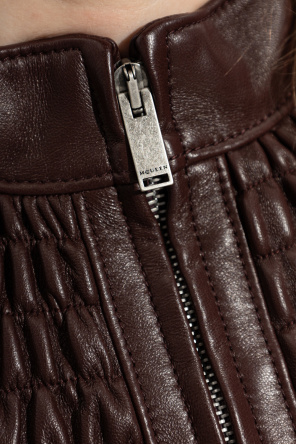 Alexander McQueen Leather jacket with stand-up collar