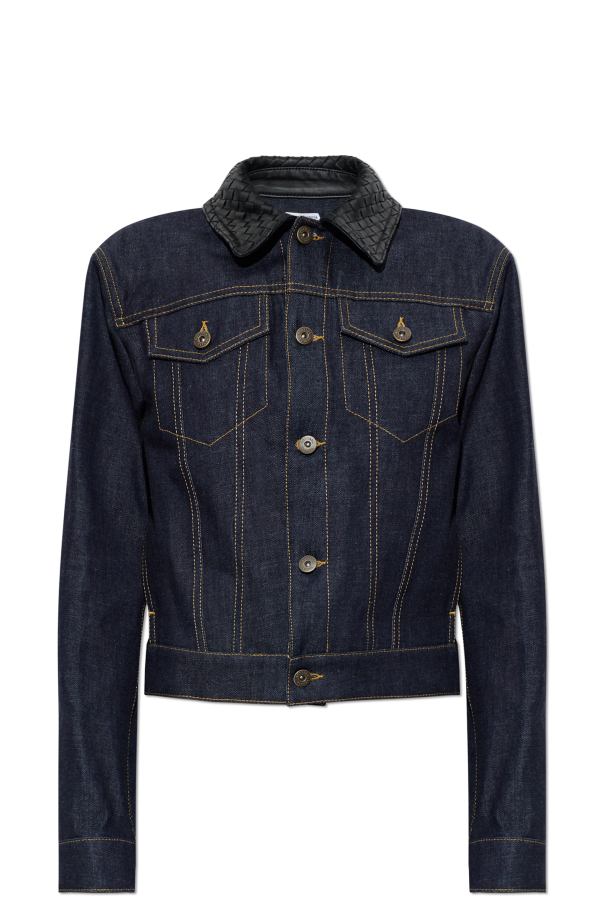 Denim jacket with leather collar od Bottega Veneta