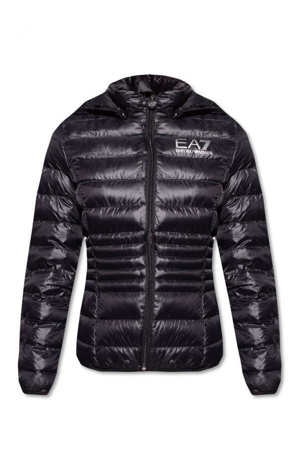 Emporio armani front asymmetric cable-knit jumper Puffer jacket