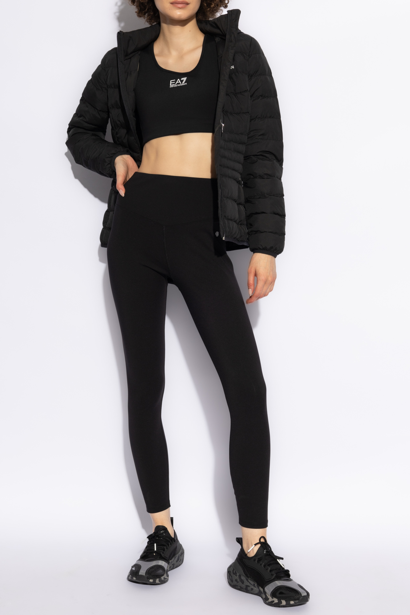 Emporio Armani cropped joggingbukser med flock-logo Jacket with detachable hood