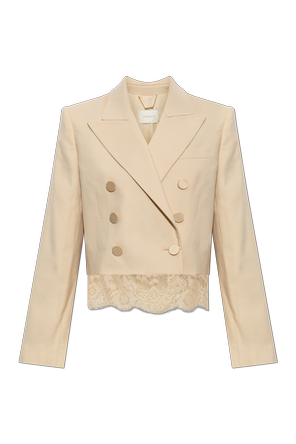 Wool Blazer with Lace Trim