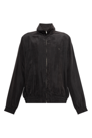 Silk jacket with a stand-up collar