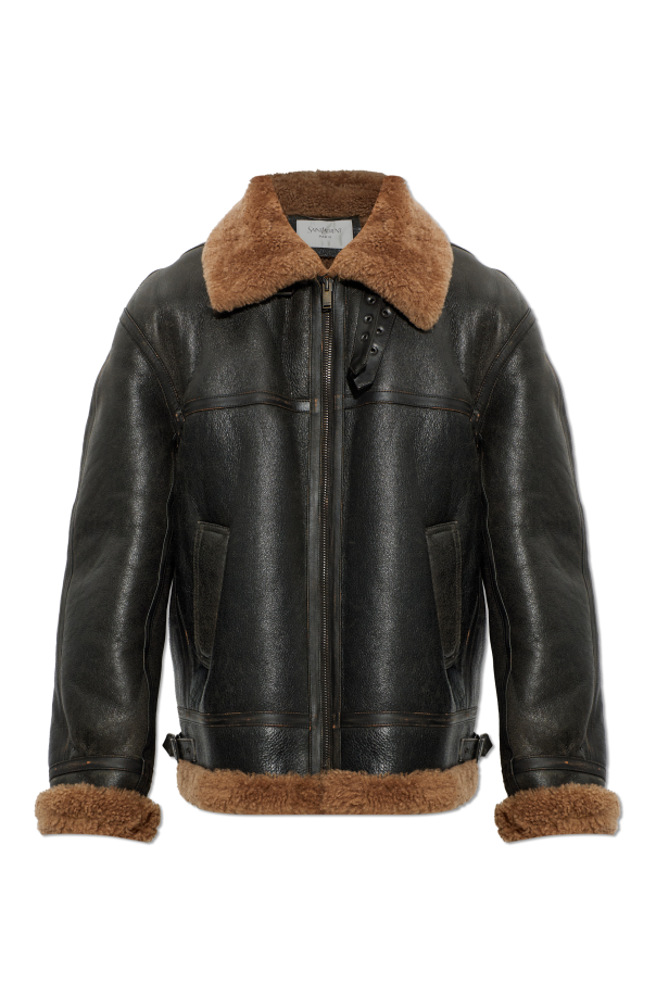 Leather shearling coat od Saint Laurent