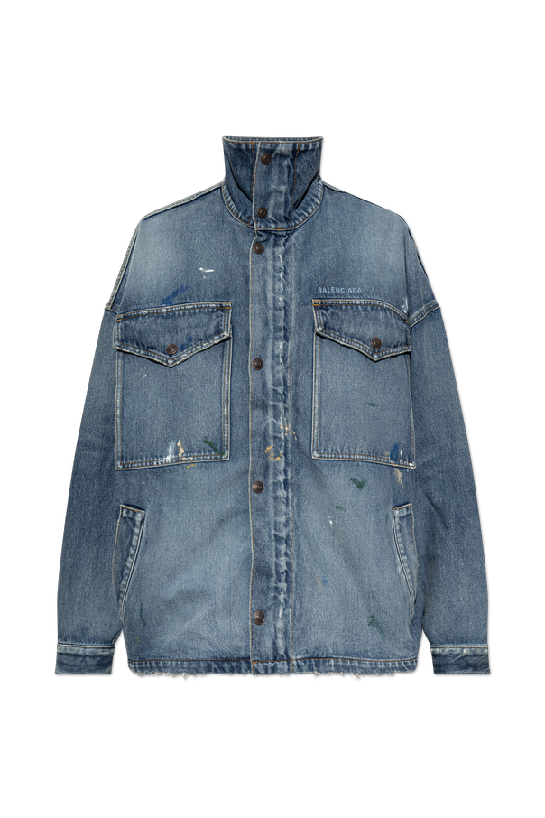 Balenciaga Jeansowa kurtka z efektem ‘vintage’