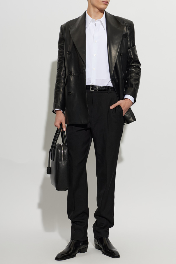Saint Laurent Double-breasted leather blazer
