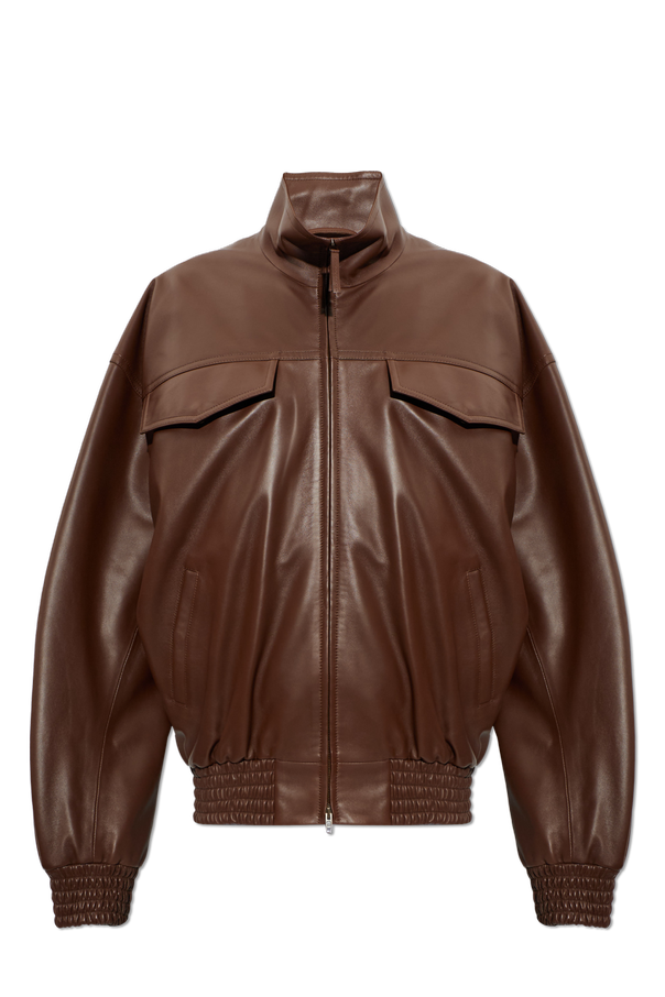 Balenciaga Leather jacket with stand-up collar