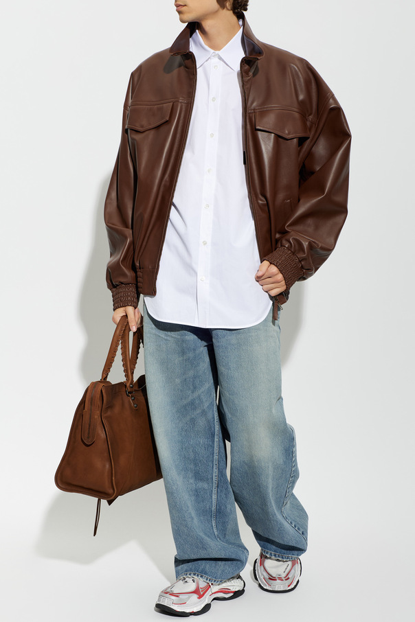 Balenciaga Leather jacket with stand-up collar