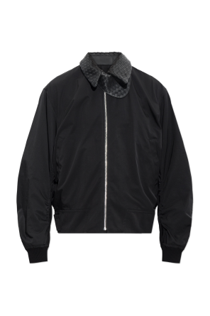 Jacket with leather collar