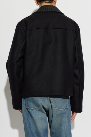 Bottega Veneta Wool jacket with leather collar