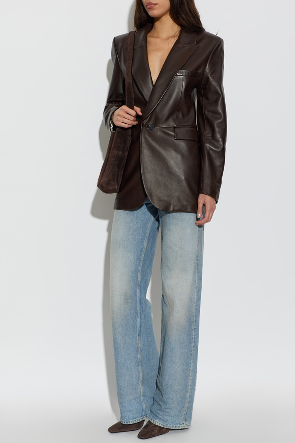 Saint Laurent Leather blazer with open lapels