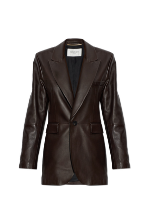 Leather blazer with open lapels