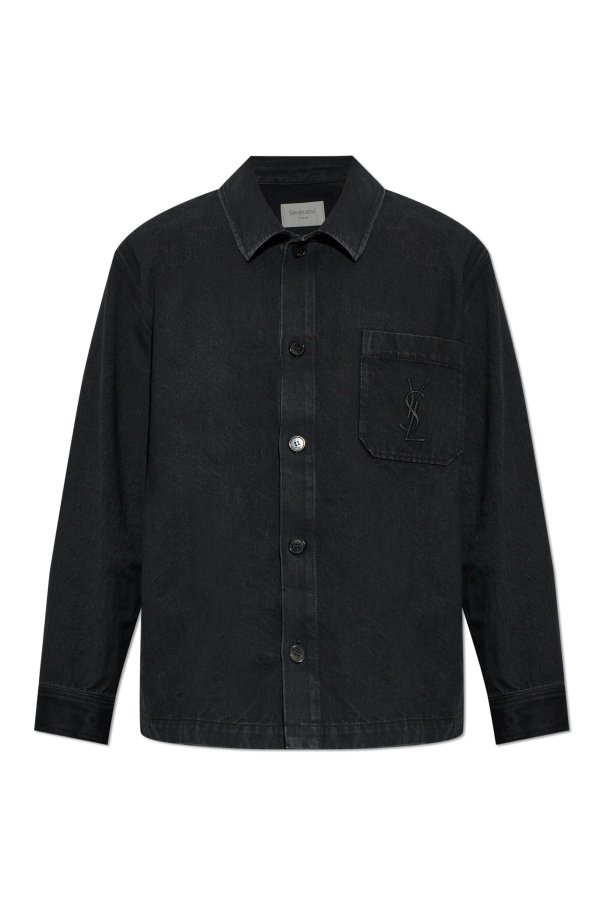Denim shirt with embroidered logo od Saint Laurent