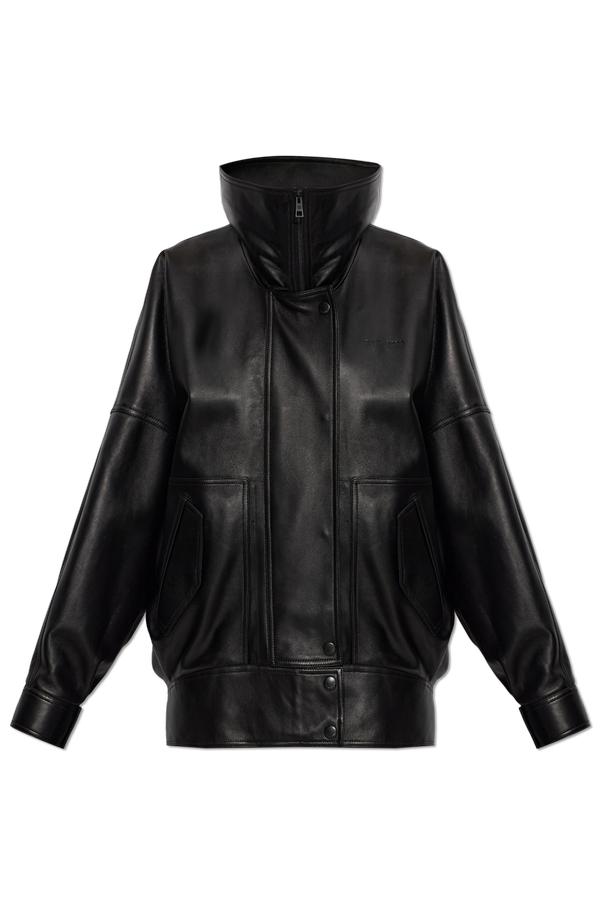 Leather jacket with a wide collar od Balenciaga