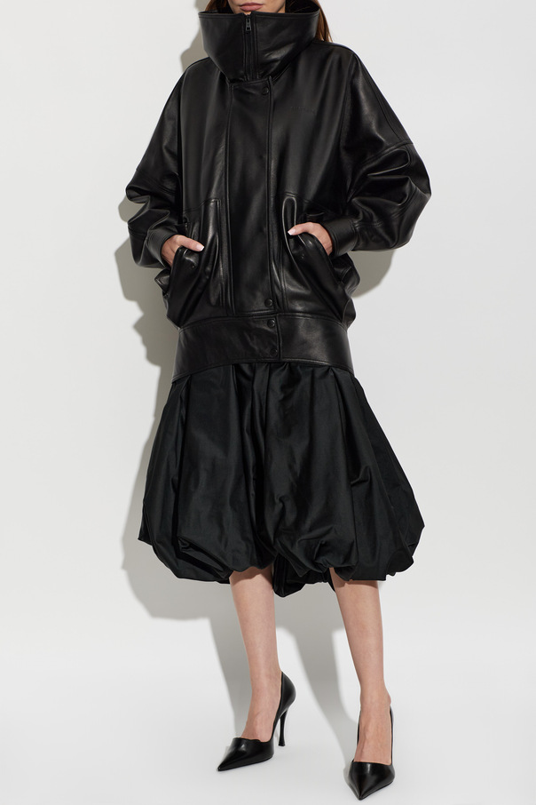 Balenciaga Leather jacket with a wide collar
