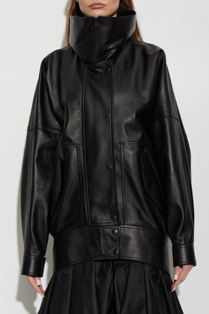 Balenciaga Leather jacket with a wide collar