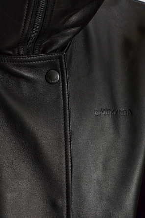 Balenciaga Leather jacket with a wide collar