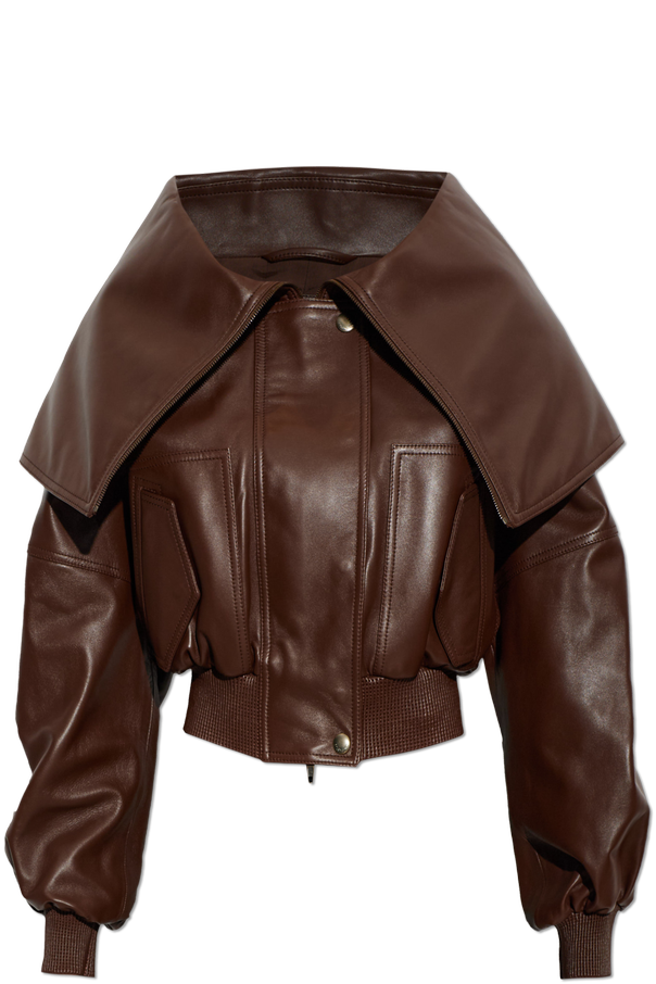 Wide-collar leather jacket od Balenciaga