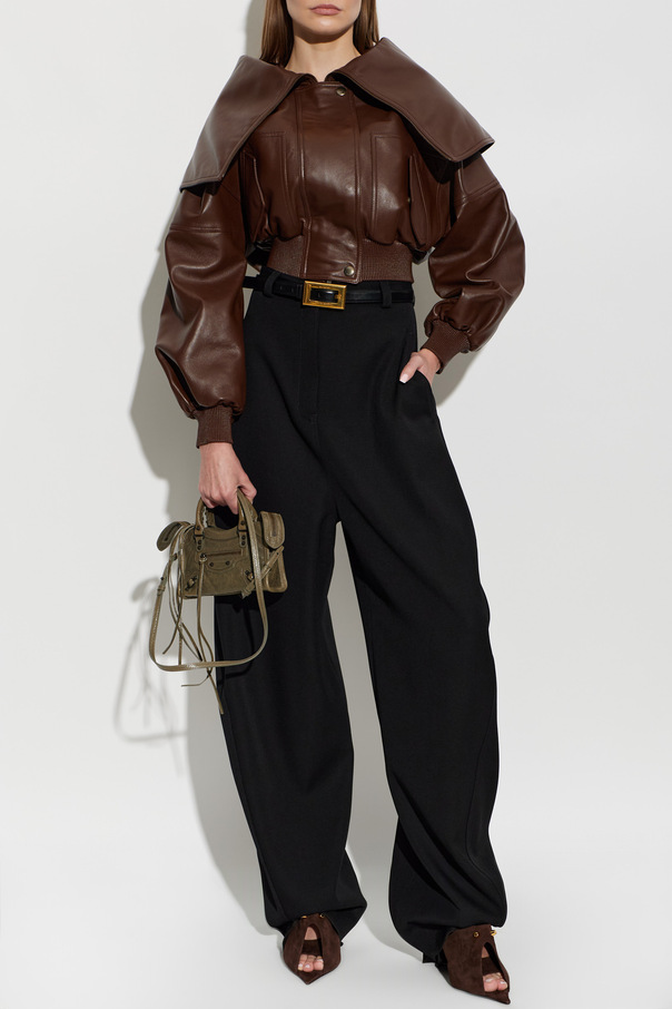 Balenciaga Wide-collar leather jacket