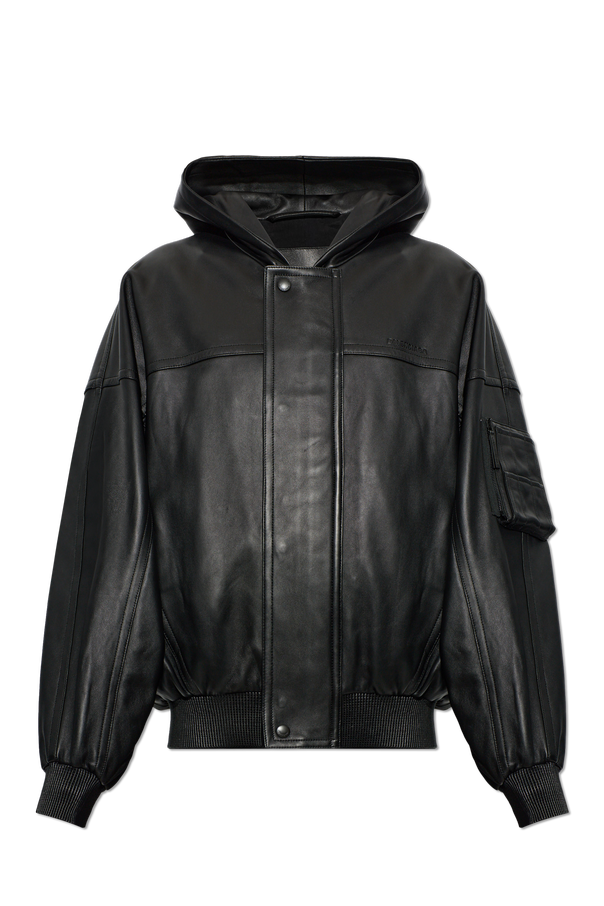 Balenciaga Hooded leather jacket