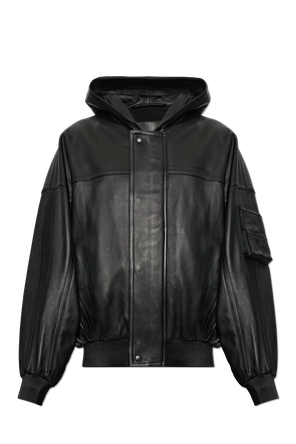 Hooded leather jacket