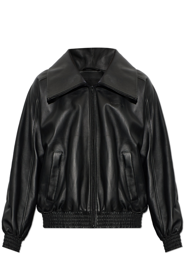 Balenciaga Leather jacket with a wide collar