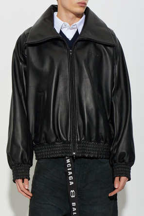Balenciaga Leather jacket with a wide collar