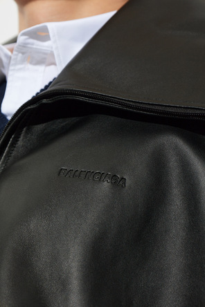 Balenciaga Leather jacket with a wide collar