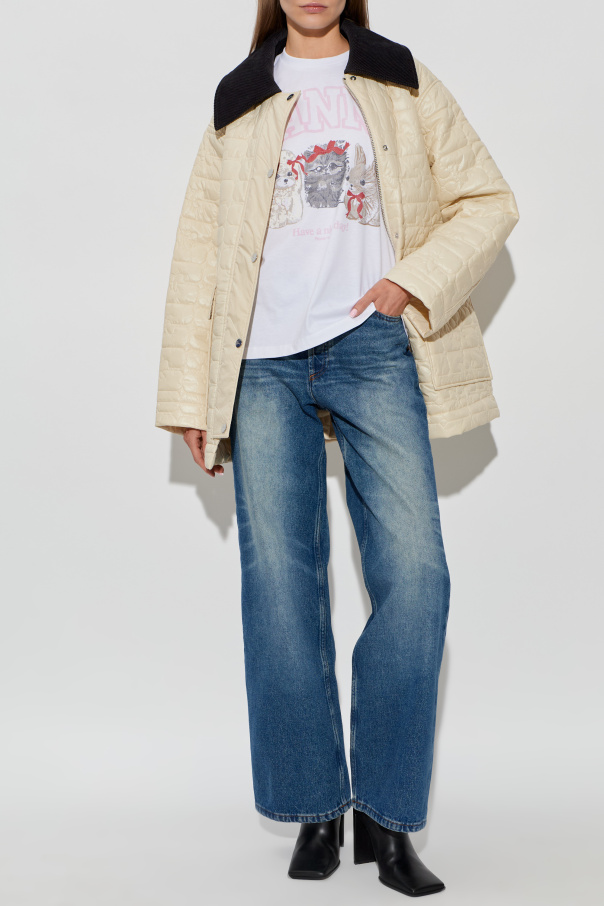 Ganni Insulated jacket with corduroy collar