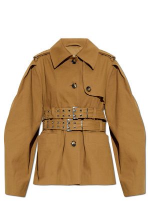 Short trench coat with straps