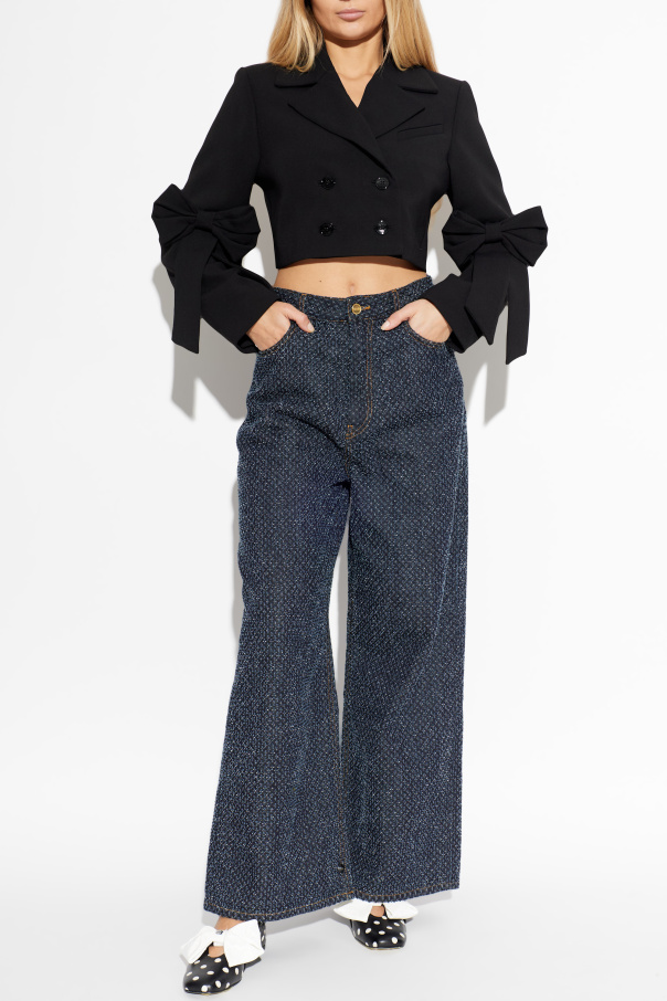 Ganni Short jacket with bows on the sleeves