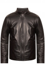 Emporio Armani Leather jacket with band collar