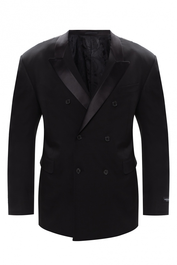 Versace Wool blazer with notch Crop