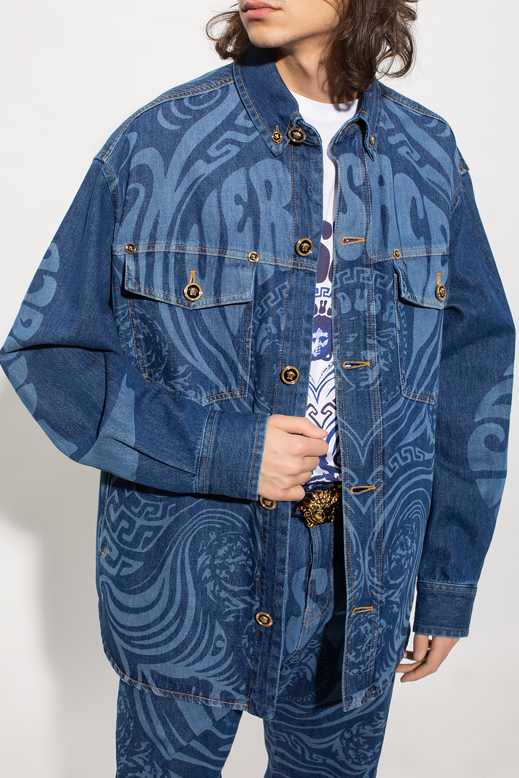 Versace Patterned denim shirt