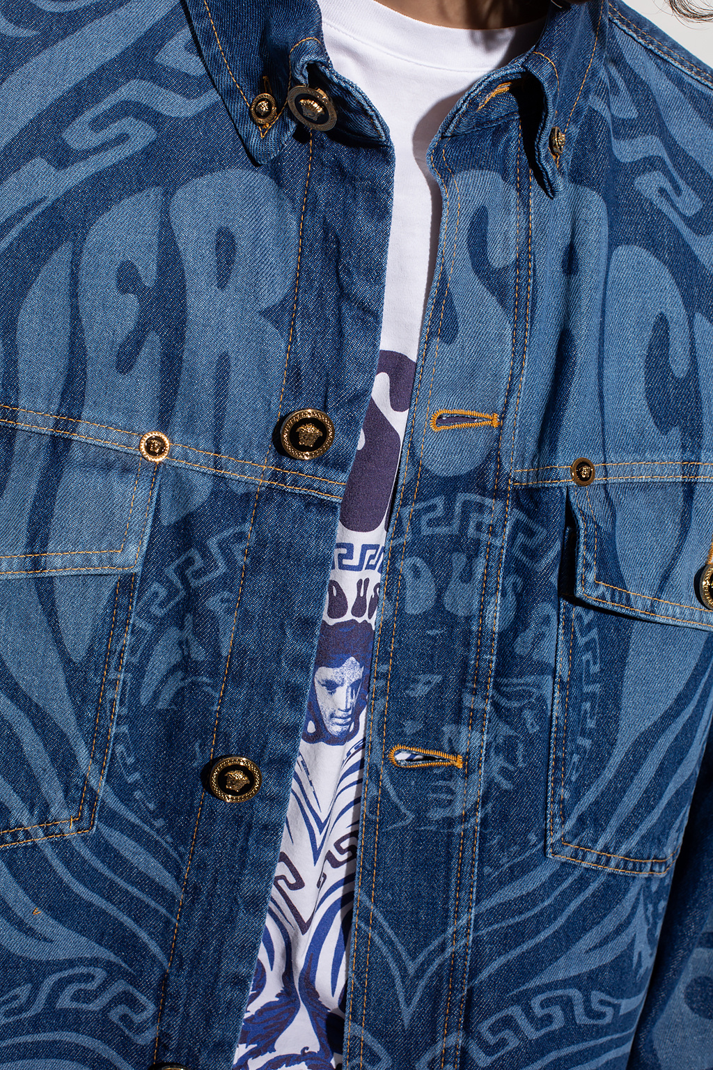 Versace Patterned denim shirt