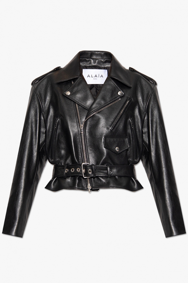 Alaïa Leather biker Nero jacket