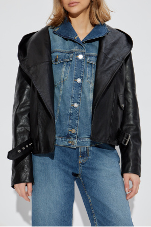 Alaïa Chaqueta de cuero con capucha