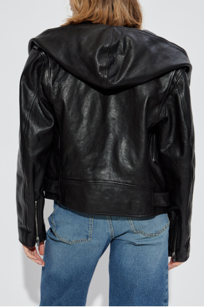 Alaïa Chaqueta de cuero con capucha