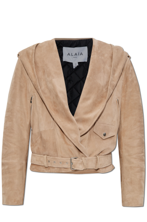 Suede jacket with hood